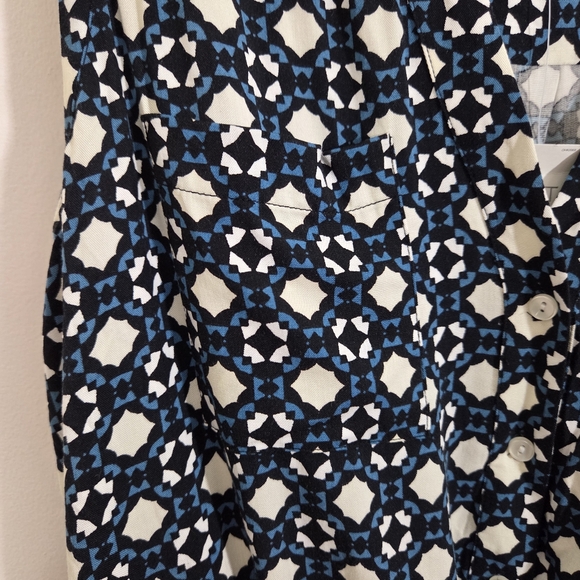 NWT LOFT Dress Sleeveless Geometric Print Short Tie Waist Size Medium - Picture 5 of 9